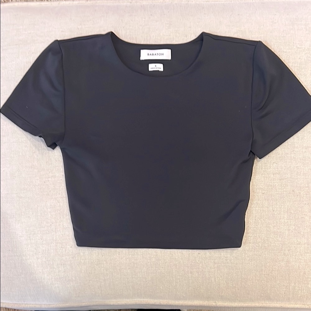 Babaton Black Fitted Crop T-Shirt